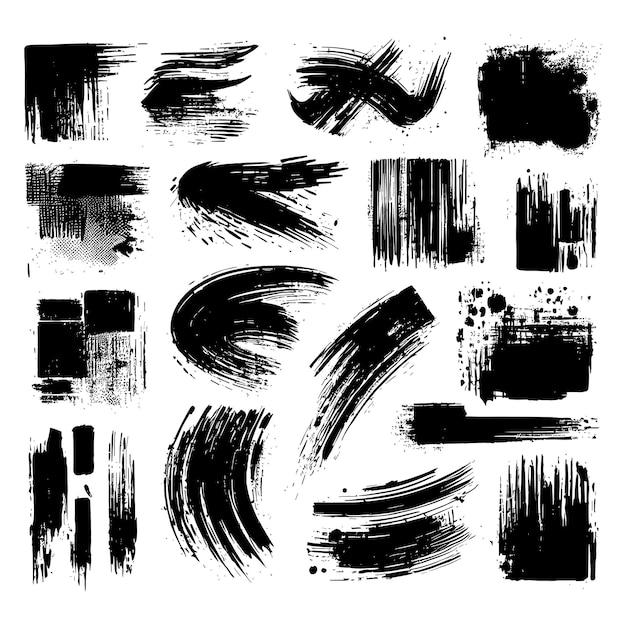 Set of black grunge brush strokes vector illustration