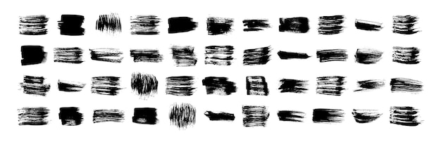 Set of black grunge brush strokes