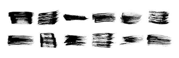 Set of black grunge brush strokes