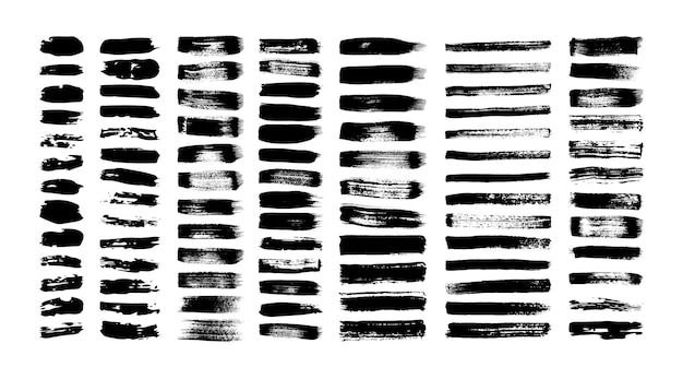 Vector set of black grunge brush strokes