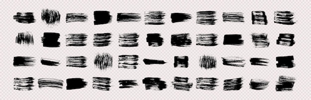 Vector set of black grunge brush strokes