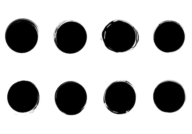 Set of black grunge circles