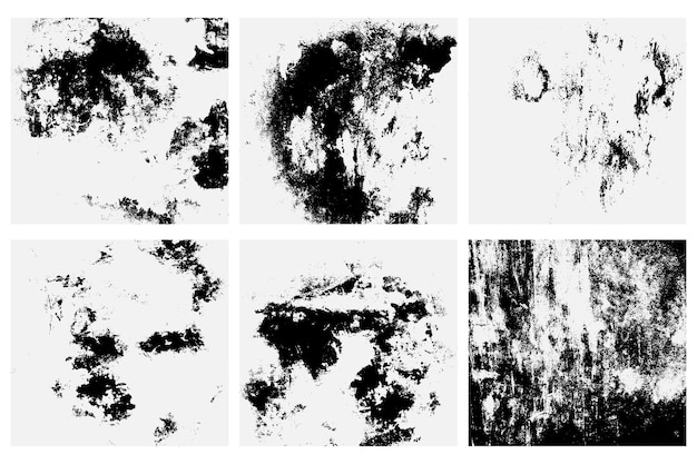 白い背景の EPS ベクターに黒のグランジ テクスチャのセット