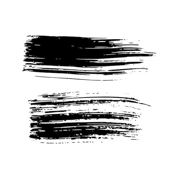 Set of black hand drawn brush strokes