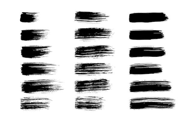 Set of black hand drawn brush strokes