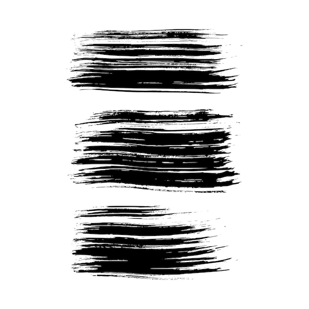 Set of black hand drawn brush strokes