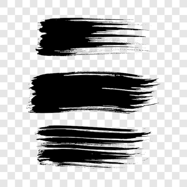 Set of black hand drawn brush strokes