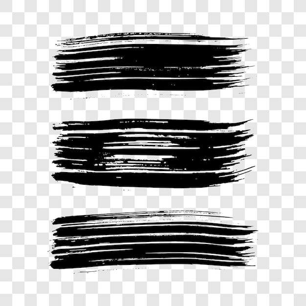 Set of black hand drawn brush strokes