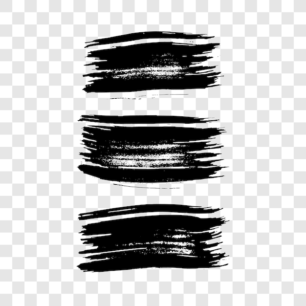 Set of black hand drawn brush strokes