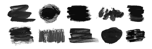 黒い手描きのインクステンのセット