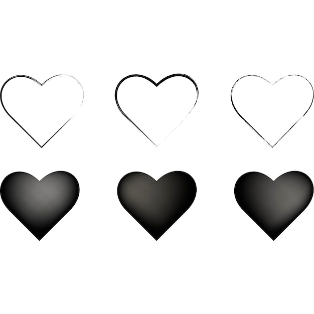 Set of black hearts