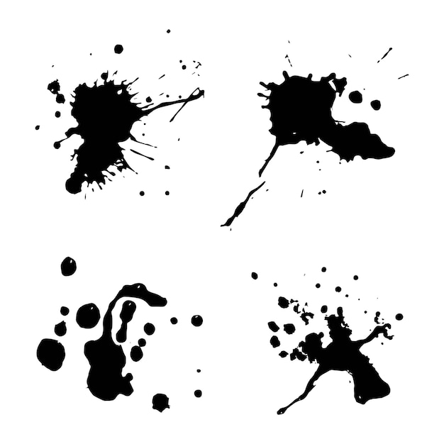 Premium Vector | Set of black ink blots