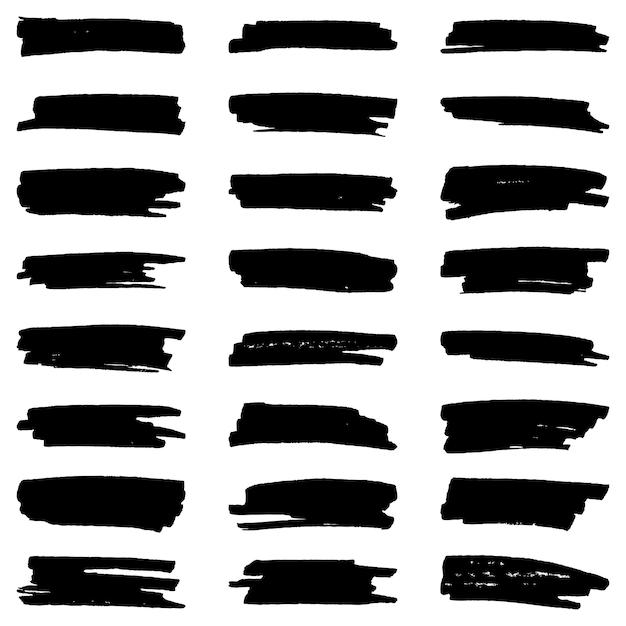 Vector set of black ink strokes, vector illustration