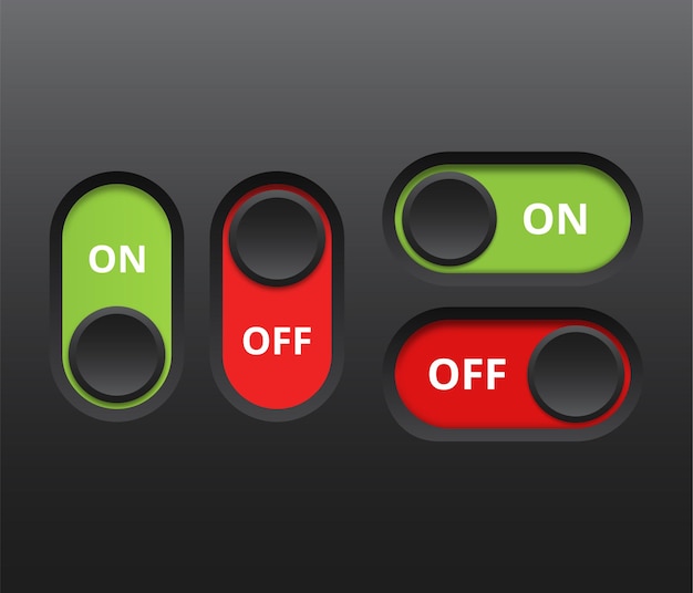 Set of black on off button with 3D style