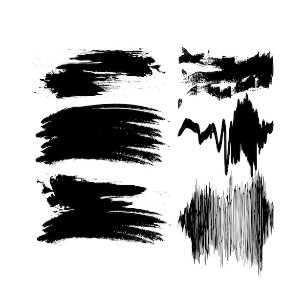 A set of black paint brush strokes with a brush stroke