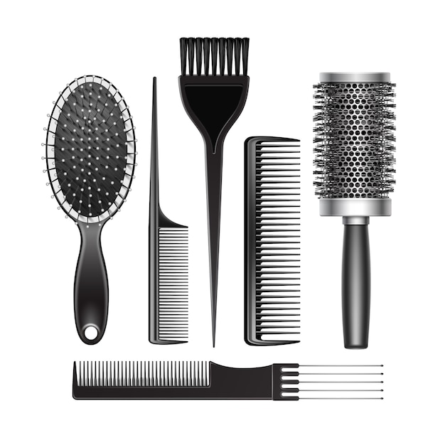 Set of black plastic grooming