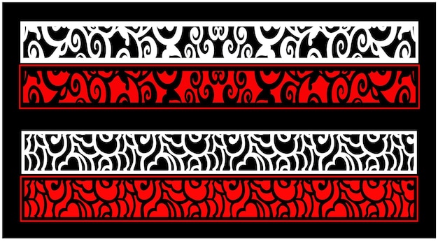 A set of black and red vertical stripes with a white pattern and the word love on the bottom.