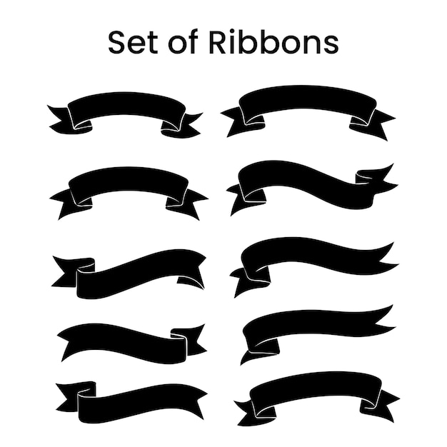 Set of black ribbons