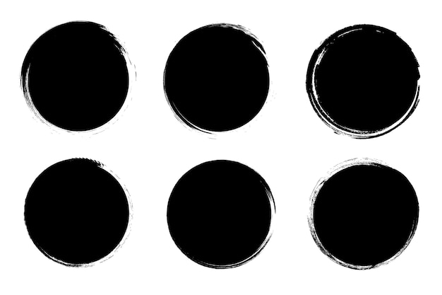 Set of Black round button Hand drawn grunge circle on transparent background Vector illustration