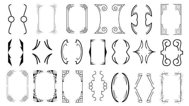Set Black Simple Line Collection Different Doodle Brackets, Parentheses, Braces Elements Vector Desi