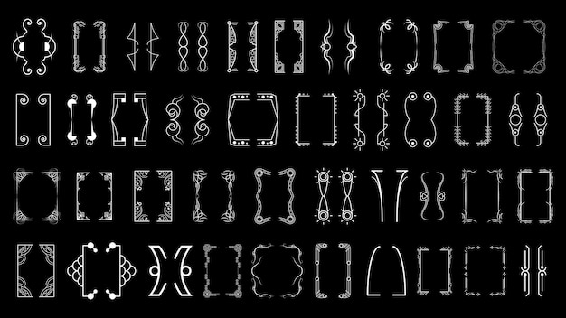 Set Black Simple Line Collection Different Doodle Brackets Parentheses Braces Elements Vector