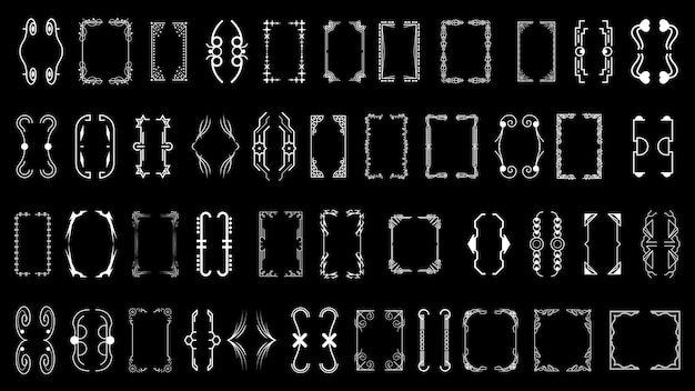 set black simple line collection different doodle brackets parentheses braces elements vector