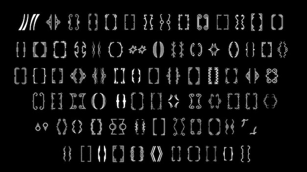 Вектор Набор черных простых линий коллекции различных каракули скобки скобки брекеты элементы вектора