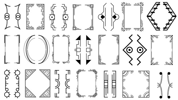 Set Black Simple Line Collection Different Doodle Brackets, Parentheses, Braces Elements Vector