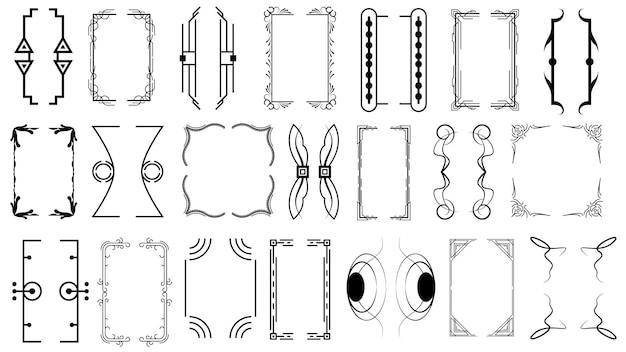 Set Black Simple Line Collection Different Doodle Brackets, Parentheses, Braces Elements Vector