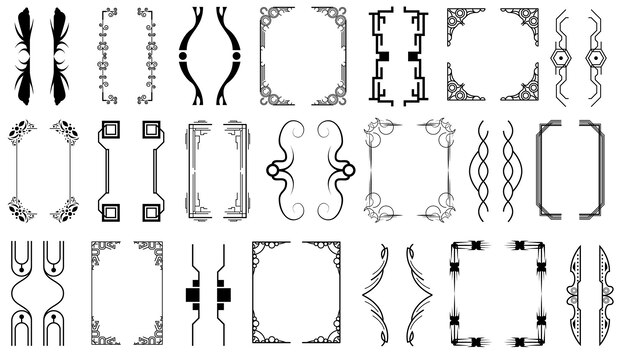 Set Black Simple Line Collection Different Doodle Brackets, Parentheses, Braces Elements Vector