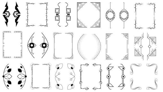 Set Black Simple Line Collection Different Doodle Brackets, Parentheses, Braces Elements Vector