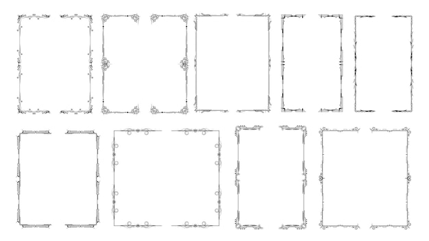 Set Black Simple Line Collection Different Doodle Brackets Parentheses Braces Elements Vector