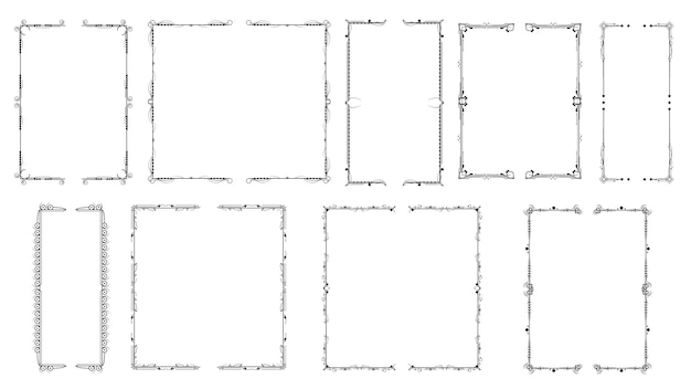 Vettore set nero collezione di linee semplici diversi doodle parentesi parentesi elementi vettore