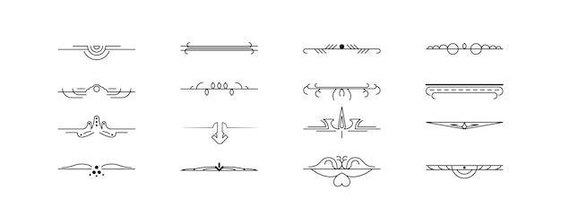 黒のシンプルなライン コレクションのセット落書きボーダー要素ベクター デザイン スタイル スケッチ分離イラスト