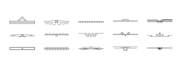 黒のシンプルなライン コレクションのセットです 落書きボーダー要素 ベクター デザイン スタイル スケッチ分離