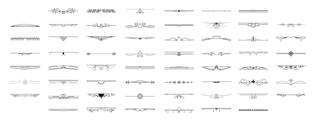 Вектор Набор черных простых линий коллекции каракули элементы границы векторный стиль дизайна эскиз изолированные
