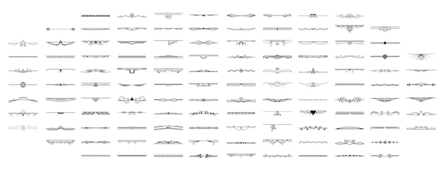 黒のシンプルなライン コレクションのセットです 落書きボーダー要素 ベクター デザイン スタイル スケッチ分離