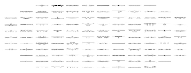 ベクトル 黒のシンプルなライン コレクション落書き境界線要素を設定します ベクトル デザイン スタイルのスケッチが分離されました