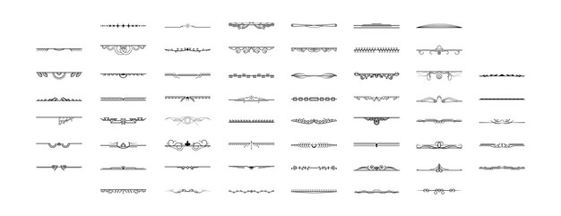 Impostare la linea semplice nera collezione doodle elementi di confine disegno vettoriale stile schizzo isolato
