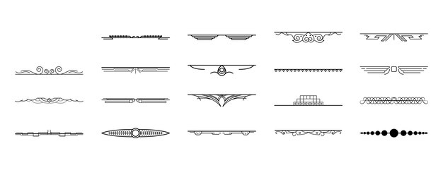 Вектор Набор черных простых линий коллекции каракули элементов границы векторный дизайн стиле эскиз изолированные