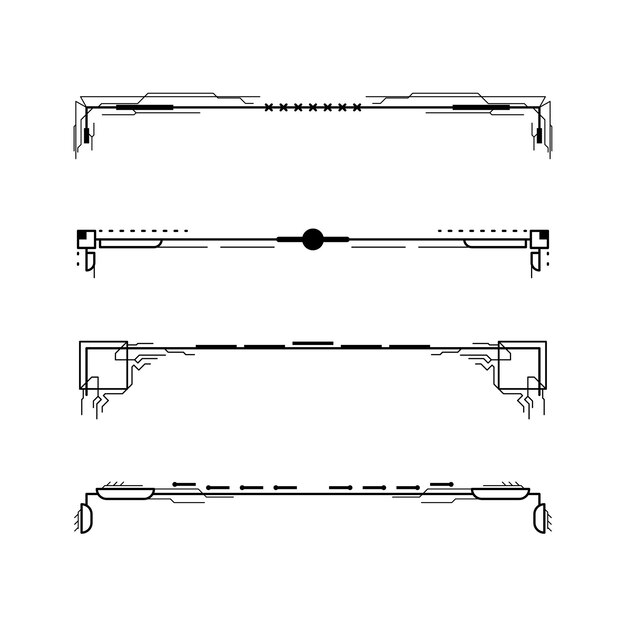 Вектор set black simple line collection doodle border elements векторный дизайн стиль скетч изолированный