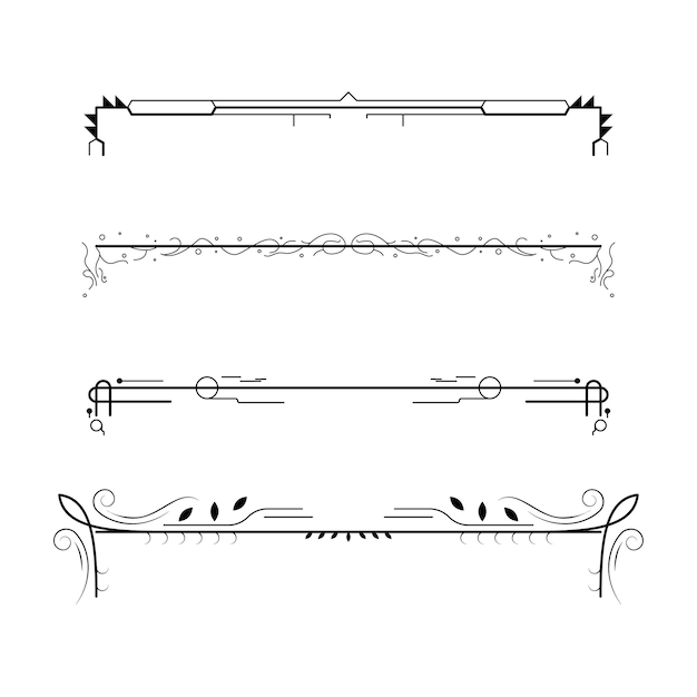 Вектор Настройка черная простая линия коллекция дудл граничные элементы векторный дизайн стиль эскиз изолирован