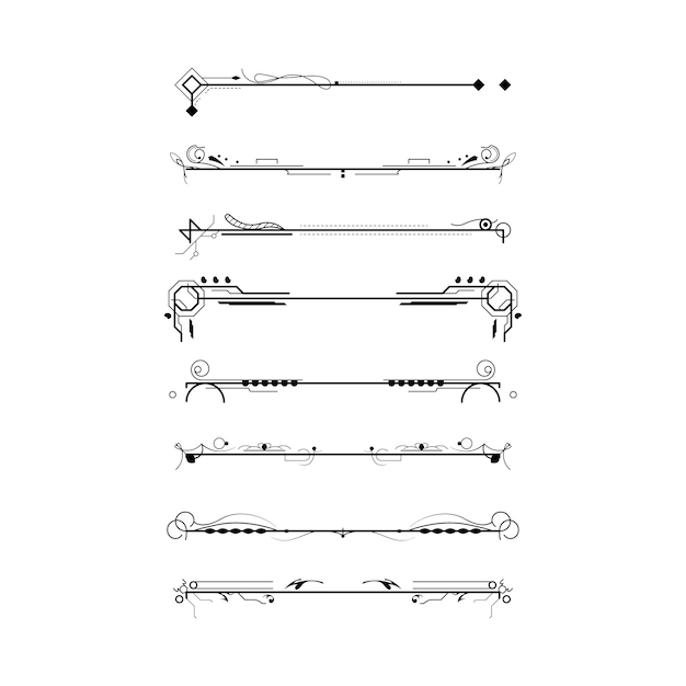 Вектор Настройка черная простая линия коллекция дудл граничные элементы векторный дизайн стиль эскиз изолирован