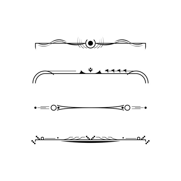 Настройка Черная простая линия Коллекция Дудл Граничные элементы Векторный дизайн Стиль эскиз Изолирован