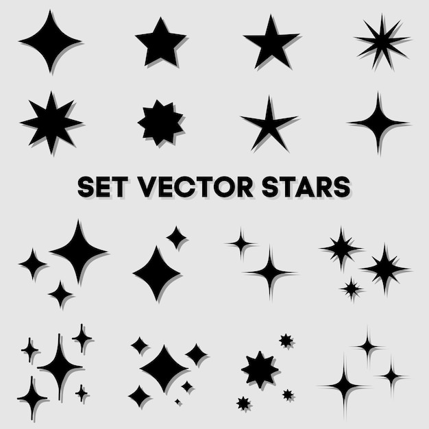 Vector set black stars icons collection