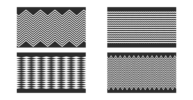 set of black stripe zig zag shape motif pattern