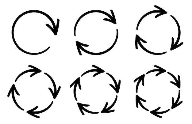 Набор черных векторных стрелок Инфографика круга Вращающиеся элементы с 1 2 3 4 5 6 шагов