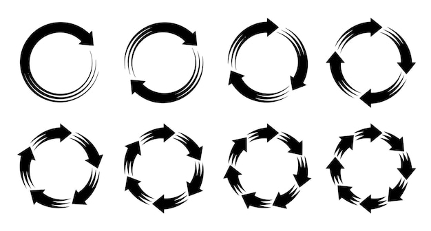 Set of black vector arrows Circle infographic Rotating elements with 18 steps