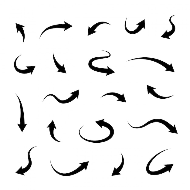 Vector set of black vector arrows.