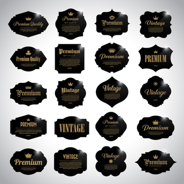 Vector set of  black vintage  frame